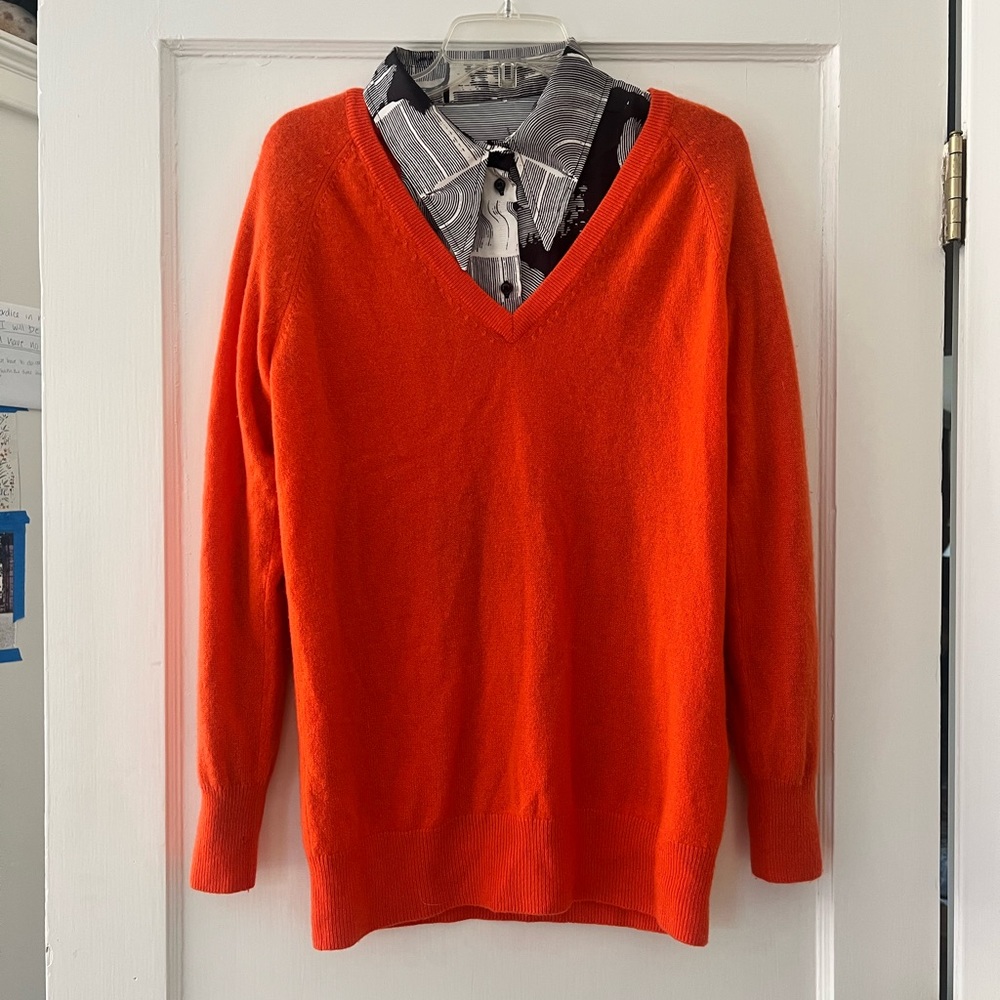 Tangerine 100% Cashmere V-Neck Sweater by Equipment
